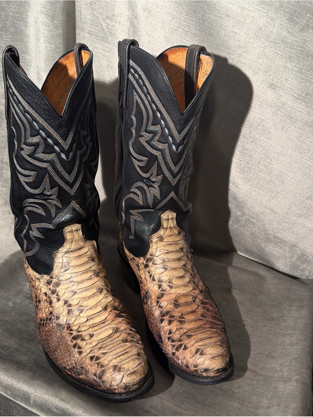 Lucchese Men’s 1883 Exotics Genuine Python Skin Western Cowboy Boots Size 8EE
